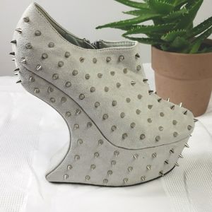 Studded Suede Ankle Booties Extreme Platform